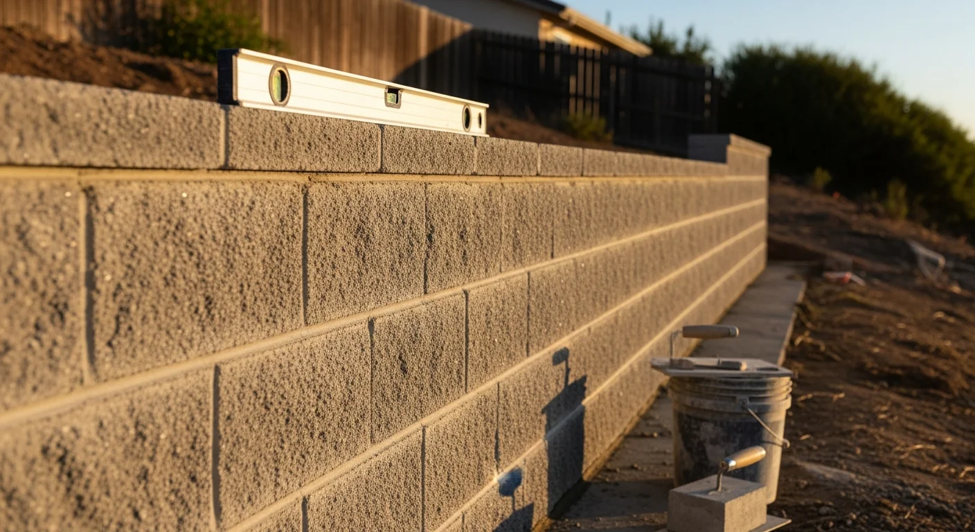 Custom decorative block wall installation by masonry contractor