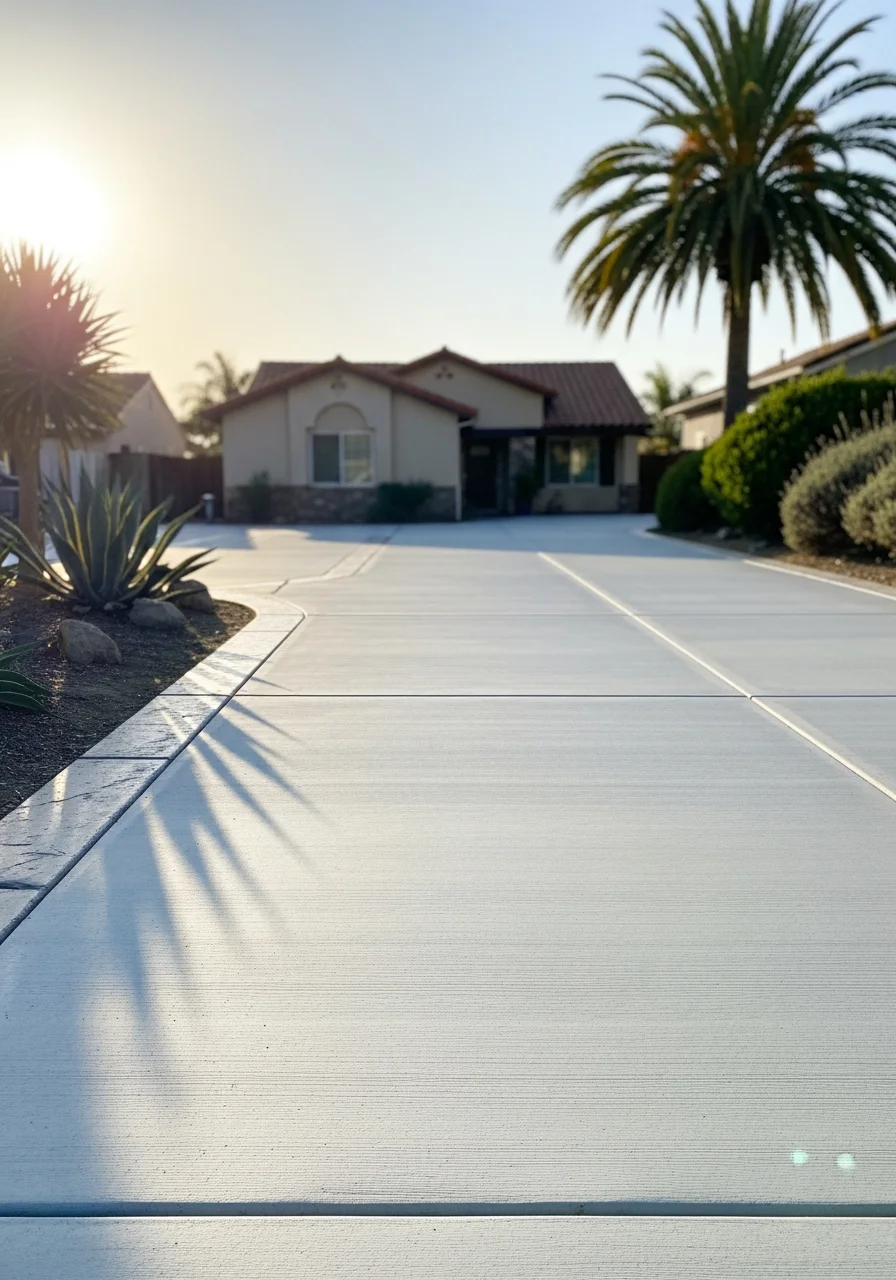 Professional concrete driveway installation in Oxnard residential neighborhood